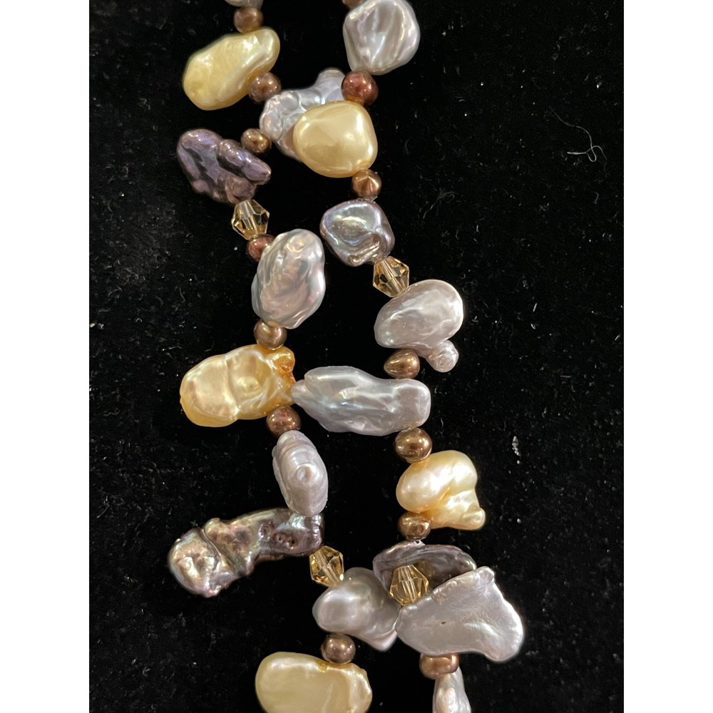 Lucas Lameth LUC 925 Baroque Freshwater Pearl 2 Strand Statement Necklace - Picture 13 of 16